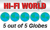 Hi-Fi World dergisi 5 üzerinden 5 küre ödül rozeti